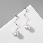 Серьги с жемчугом «Бусина» спираль, цвет золото - Фото 4