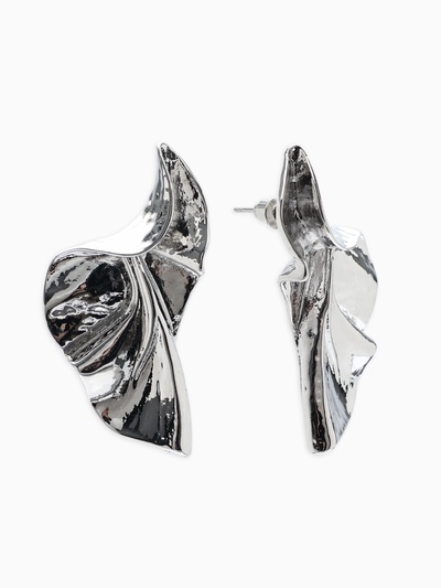 Серьги металл «Осенний лист», искажение, цвет серебро