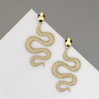 Серьги металл «Змея» пламенное желание мини, цвет белый в золоте - Фото 3