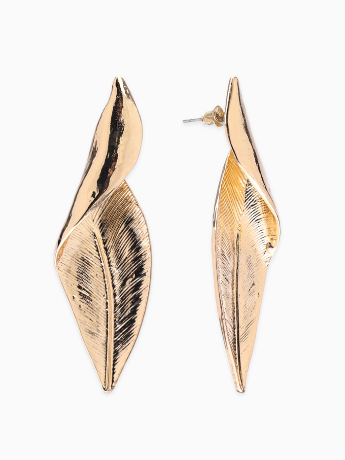 Серьги металл «Богема», скрученный листок, цвет золото - Фото 1