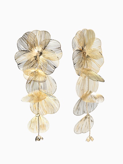 Серьги висячие «Цветок» каталея, цвет золото, 10 см