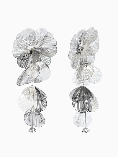 Серьги висячие «Цветок» каталея, цвет серебро, 10 см