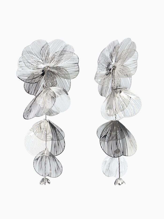 Серьги висячие «Цветок», каталея, цвет серебро, 10 см - Фото 1