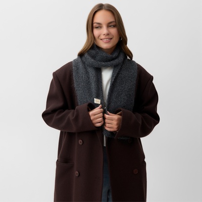 Шарф женский вязаный MIST, серый, 16×160±5 см