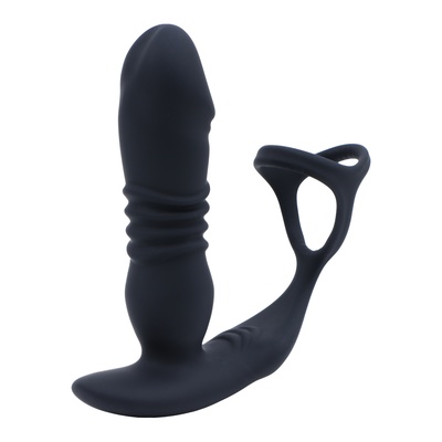 Вибромассажер простаты с эрекционным кольцом, фрикции, APP, 12 режимов, черный