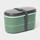 Ланч - бокс для еды двухуровневый с крышкой «Милитари», 17.5×9.2×6 см, 430 мл, 270 мл, столовые приборы, пластик, зелёный - Фото 2