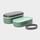 Ланч - бокс для еды двухуровневый с крышкой «Милитари», 17.5×9.2×6 см, 430 мл, 270 мл, столовые приборы, пластик, зелёный - Фото 3