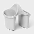 Сушилка для столовых приборов, 2 отделения, 17×15.2×16 см, серая - Фото 2