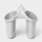 Сушилка для столовых приборов, 2 отделения, 17×15.2×16 см, серая - Фото 3