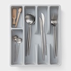 Лоток для столовых приборов, 5 отделений, 25.5×30.7×4.6 см, пластик, серый - Фото 2