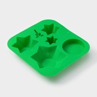 Форма для выпечки новогодняя Доляна «Новогодний набор», силикон, 20.5×22×3.5 см, 6 ячеек, зелёная - Фото 3