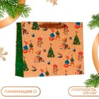 Пакет подарочный новогодний ламинированный «Зверята», 32×26×12 см - Фото 1