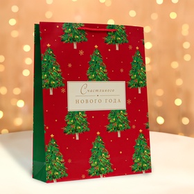 Пакет подарочный новогодний ламинированный «Счастливого Нового года», 33?42.5?10 см (комплект 2 шт)