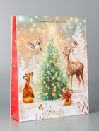 Пакет подарочный новогодний ламинированный «Зверята у ёлки», 33×42.5×10 см - Фото 2