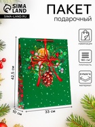 Пакет подарочный новогодний ламинированный «Шишка», 33×42.5×10 см - Фото 1