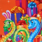 Пакет новогодний подарочный ламинированный «Змейки с подарками», 33×42.5×10 см - Фото 4