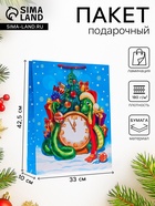 Пакет новогодний подарочный ламинированный «Куранты», упаковка, 33×42.5×10 см - Фото 1