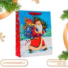 Пакет подарочный новогодний ламинированный «Довольный дед мороз», 33×42.5×15 см - Фото 1
