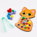 Сортер деревянный «Котёнок» с помпонами и пинцетом, 15×21 см - Фото 8