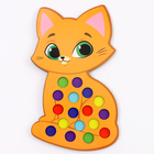 Сортер деревянный «Котёнок» с помпонами и пинцетом, 15×21 см - Фото 2