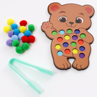 Сортер деревянный «Мишка» с помпонами и пинцетом, 15×21 см - Фото 5