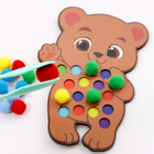 Сортер деревянный «Мишка» с помпонами и пинцетом, 15×21 см - Фото 3