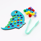 Сортер деревянный «Дино» с помпонами и пинцетом, 15×21 см - Фото 3