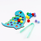 Сортер деревянный «Дино» с помпонами и пинцетом, 15×21 см - Фото 4