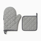 Кухонный набор Be happy: варежка-прихватка 20×27 см, прихватка 17×17 см - Фото 3