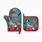 Кухонный набор «Доляна» Beauty: варежка-прихватка 20×27 см, прихватка 17×17 см, изумрудный - Фото 2