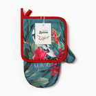 Кухонный набор «Доляна» Beauty: варежка-прихватка 20×27 см, прихватка 17×17 см, изумрудный - Фото 5