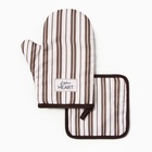 Кухонный набор «Доляна» Kitchen: варежка-прихватка 20×27 см, прихватка 17×17 см - Фото 1