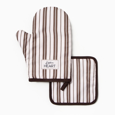 Кухонный набор «Доляна» Kitchen: варежка-прихватка 20×27 см, прихватка 17×17 см