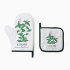 Кухонный набор «Доляна. Базилик»: варежка-прихватка 20×27 см, прихватка 17×17 см - Фото 2