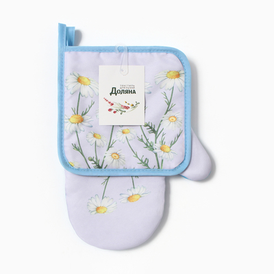 Набор кухонный "Ромашки" варежка-прихватка 20х27см, прихватка 17х17см 100% п/э