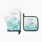 Кухонный набор «Доляна. Суккулент»: варежка-прихватка 20×27 см, прихватка 17×17 см - Фото 2