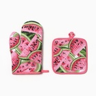 Кухонный набор 2 пр. Доляна Арбузы прихватка 17*17см, Варежка-прихватка 26*16см,100%хл - фото 25527664