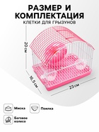 Клетка для грызунов укомплектованная RT-2c, 23 х 16,5 х 20 см, розовая - Фото 2