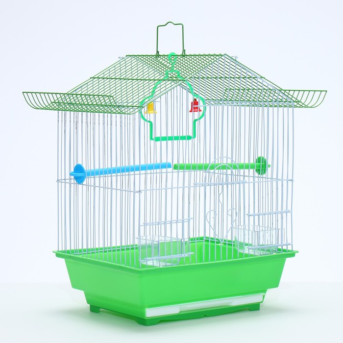 Клетка для птиц укомплектованная Bd-1/1d, 30 х 23 х 39 см, зелёная - Фото 1