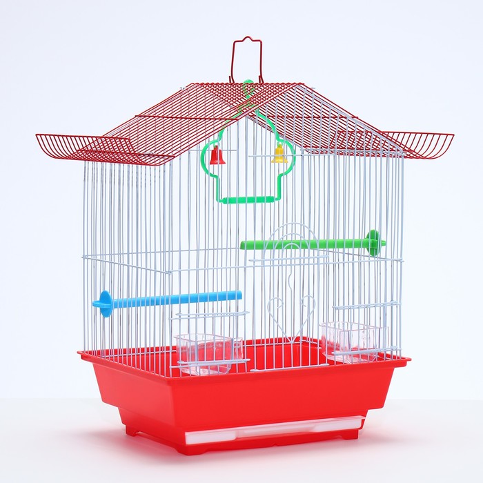 Клетка для птиц укомплектованная Bd-1/1d, 30 х 23 х 39 см, красная - Фото 1