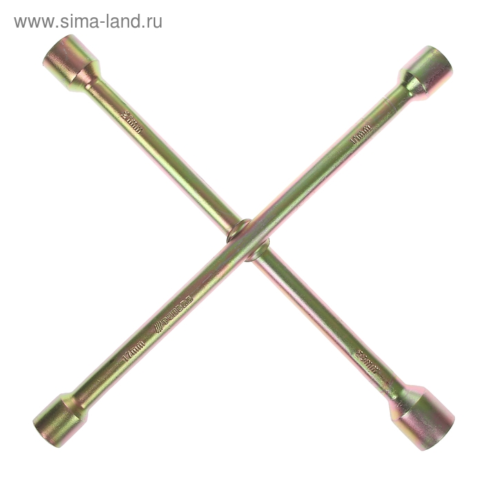 Ключ баллонный крестообразный ТУНДРА, 16 х 350 мм, желтый цинк, 17х19х21х23 мм - Фото 1