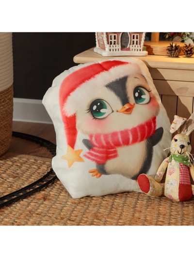 Подушка Этель "Happy penguin" 30х35 см, 100 п/э, велюр
