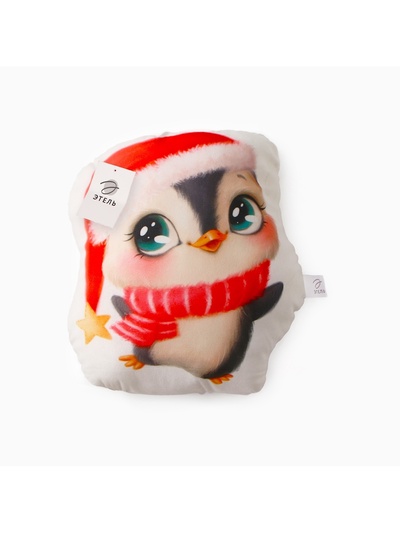 Подушка декоративная новогодняя «Этель. Happy penguin» 30×35 см, велюр