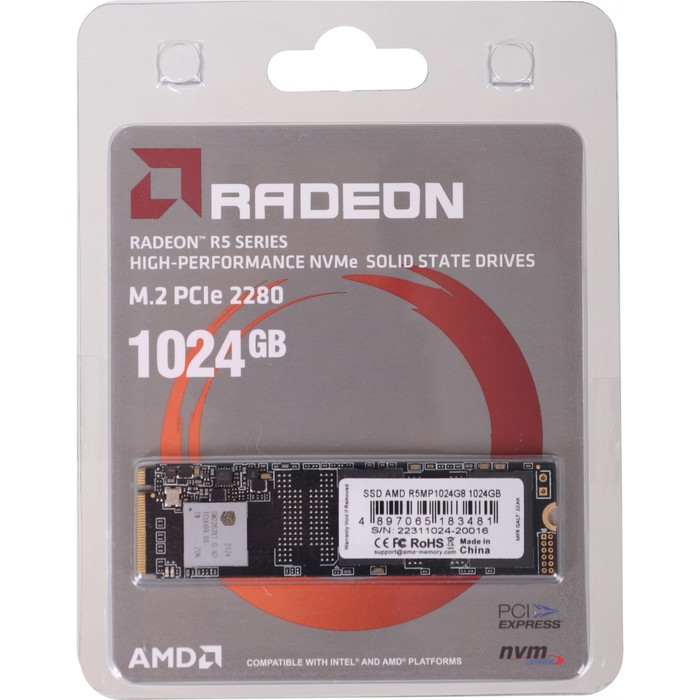 Накопитель SSD AMD PCIe 3.0 x4 1TB R5MP1024G8 Radeon M.2 2280 - фото 51644905