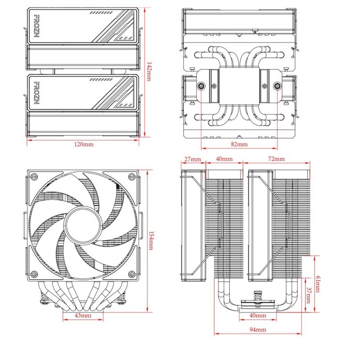 Устройство охлаждения(кулер) ID-Cooling Frozn A620 ARGB Soc-AM5/AM4/1151/1200/1700 черный 4   107484 - фото 51645351