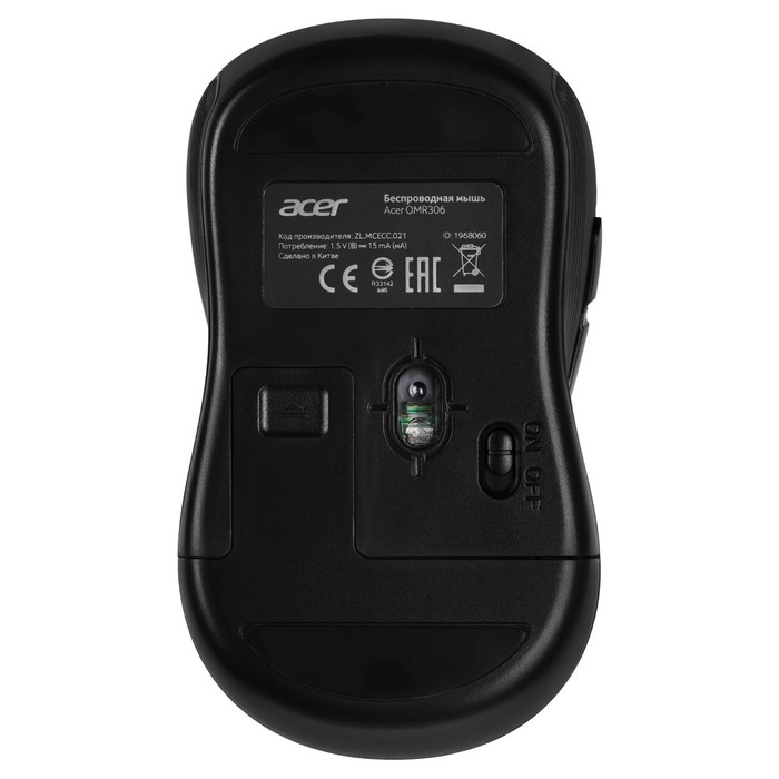 Мышь Acer OMR306 черный/серый оптическая (1600dpi) беспроводная USB (6but) - фото 51645791