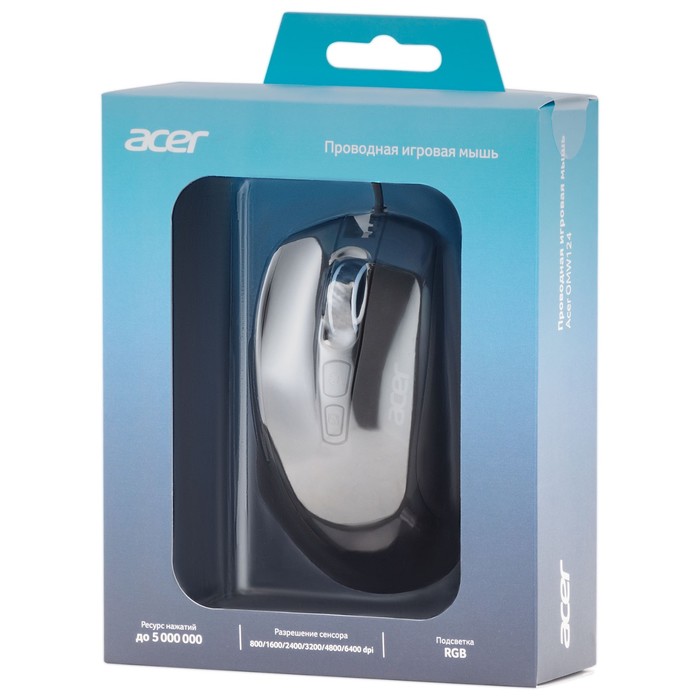 Мышь Acer OMW124 черный оптическая (6400dpi) USB (6but) - фото 51645813