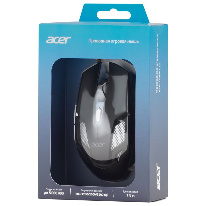 Мышь Acer OMW125 черный оптическая (3200dpi) USB (6but) - фото 51645823