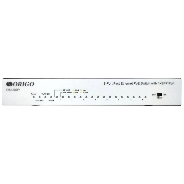 Коммутатор Origo OS1209P/80W OS1209P/80W/A1A (L2) 8x100Мбит/с 1SFP 8PoE 80W неуправляемый - фото 51646441