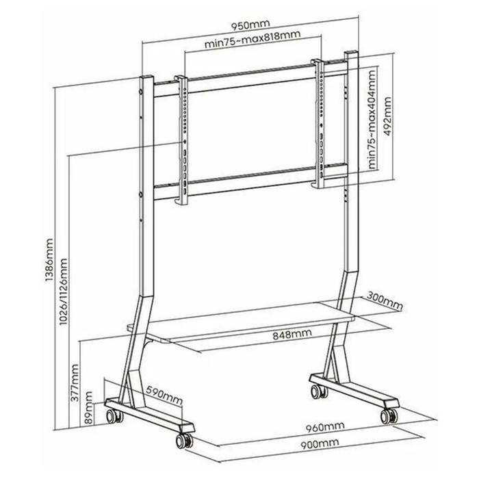 Подставка для телевизора Ultramounts UM306W белый 45"-90" макс.60кг напольный мобильный - фото 51646498